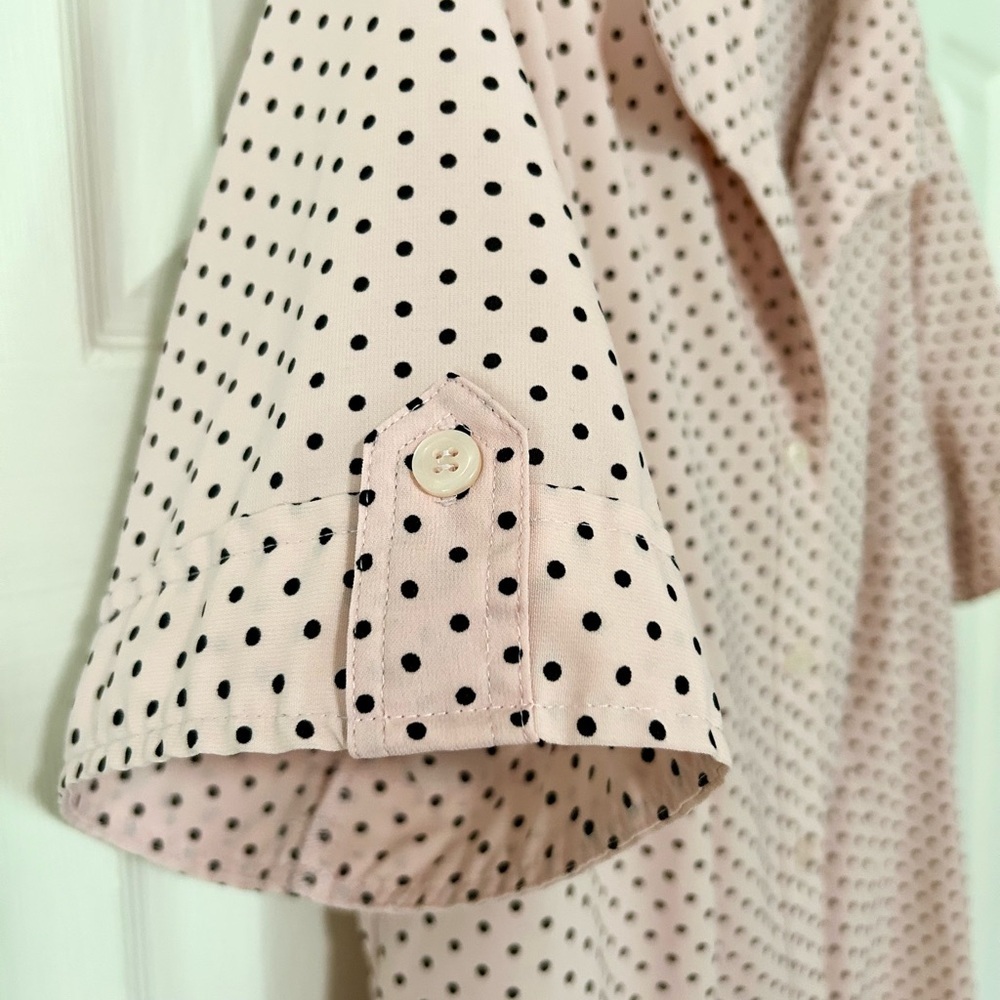 Vintage Blouse Notations pink/black polka dots woman size xlarge - Picture 3 of 4